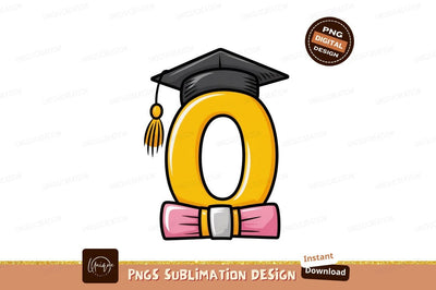 Yellow letter O graduation cap and bow tie tassel Sublimation Designangry 