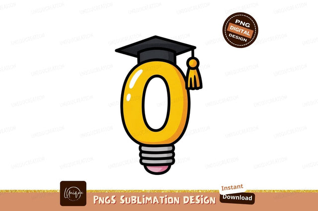 Yellow lightbulb graduation cap tassel Sublimation Designangry 