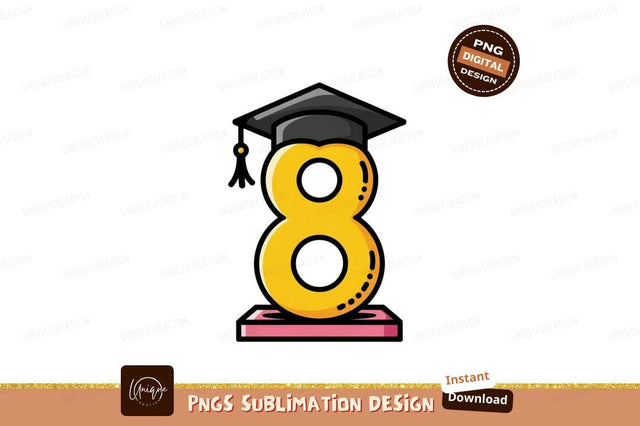 Yellow number eight graduation cap image Sublimation Designangry 