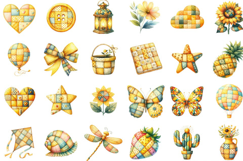 Yellow Patchwork Summer Clipart Sublimation SVGista 