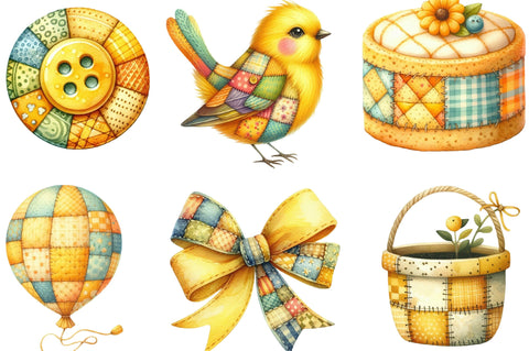 Yellow Patchwork Summer Clipart Sublimation SVGista 