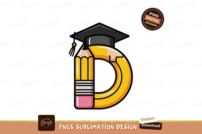 Yellow pencil graduation cap education learning Sublimation Designangry 