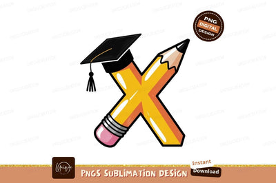 Yellow pencil graduation cap education learning Sublimation Designangry 