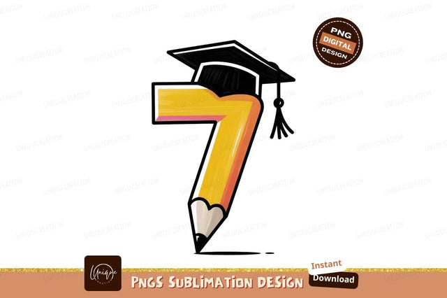 Yellow pencil graduation cap education learning Sublimation Designangry 