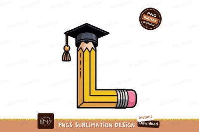 Yellow pencil graduation cap education learning Sublimation Designangry 