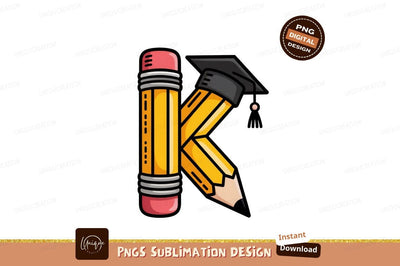 Yellow pencil graduation cap pink black Sublimation Designangry 