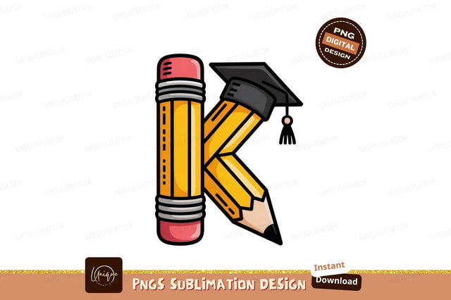 Yellow pencil graduation cap pink black Sublimation Designangry 