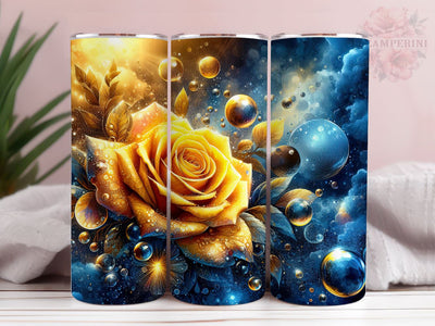 Yellow Rose 20oz Tumbler Wrap PNG, Flower Tumbler Png, Straight & Tapered Tumbler Wrap, Instant Digital Download Sublimation Li Zamperini 