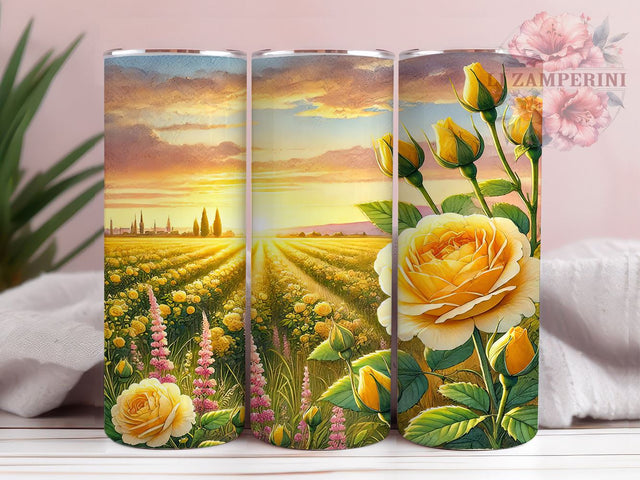 Yellow Rose Floral Spring Tumbler Wrap, Sublimation, Floral Tumbler Design, 20oz Floral Mug, Yellow Rose Gift, Flower Tumbler Wrap, Spring Drinkware Sublimation Li Zamperini 