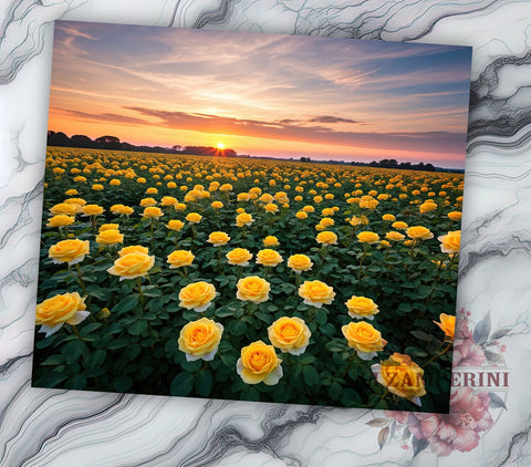 Yellow Rose Floral Spring Tumbler Wrap, Sublimation, Floral Tumbler Design, 20oz Floral Mug, Yellow Rose Gift, Flower Tumbler Wrap, Spring Drinkware Sublimation Li Zamperini 