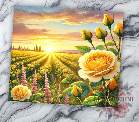 Yellow Rose Floral Spring Tumbler Wrap, Sublimation, Floral Tumbler Design, 20oz Floral Mug, Yellow Rose Gift, Flower Tumbler Wrap, Spring Drinkware Sublimation Li Zamperini 