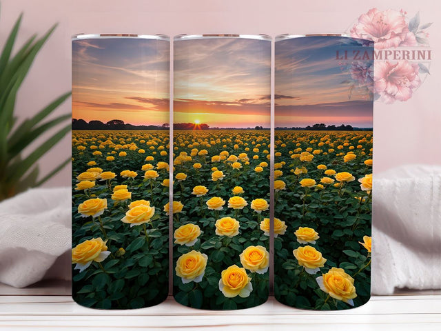 Yellow Rose Floral Spring Tumbler Wrap, Sublimation, Floral Tumbler Design, 20oz Floral Mug, Yellow Rose Gift, Flower Tumbler Wrap, Spring Drinkware Sublimation Li Zamperini 