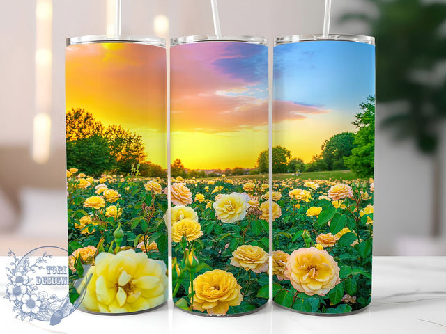 Yellow Rose Floral Tumbler, Floral Tumbler Design, 20Oz Sublimation, Yellow Flower Printable, Elegant Rose Art, Spring Floral Wrap, Botanical Rose Pattern Sublimation ToriDesigns 