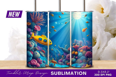 Yellow Submarine Exploring Underwater Coral Reefs Sublimation Regulrcrative 