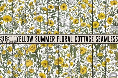 Yellow Summer Floral Cottage Seamless Sublimation SVGArt 