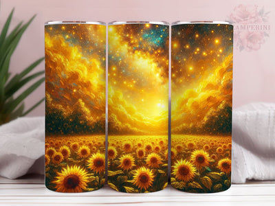 Yellow Sunflower Glitter 20oz Tumbler Wrap PNG, Sunflower Tumber Png, Straight & Tapered Tumbler Wrap, Instant Digital Download Sublimation Li Zamperini 