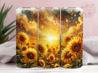 Yellow Sunflower Glitter 20oz Tumbler Wrap PNG, Sunflower Tumber Png, Straight & Tapered Tumbler Wrap, Instant Digital Download Sublimation Li Zamperini 
