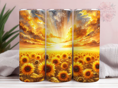 Yellow Sunflower Glitter 20oz Tumbler Wrap PNG, Sunflower Tumber Png, Straight & Tapered Tumbler Wrap, Instant Digital Download Sublimation Li Zamperini 