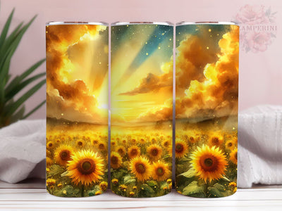 Yellow Sunflower Glitter 20oz Tumbler Wrap PNG, Sunflower Tumber Png, Straight & Tapered Tumbler Wrap, Instant Digital Download Sublimation Li Zamperini 