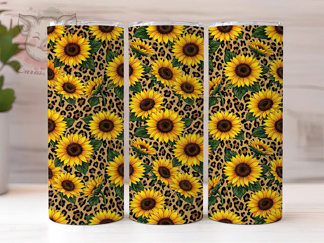 Yellow Sunflower Leopard 20oz Tumbler, Yellow Sunflower, Sunflower Leopard, Leopard Tumbler Wrap, Yellow Sunflower PNG, Leopard Print PNG, Sunflower Tumbler, 20oz Tumbler Wrap Sublimation Lara' s Designs 