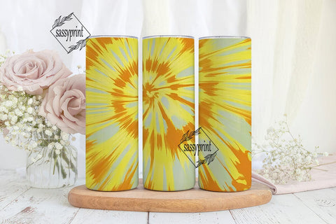 Yellow Tie Dye Swirl Tumbler Wrap PNG Sublimation sassyprint 