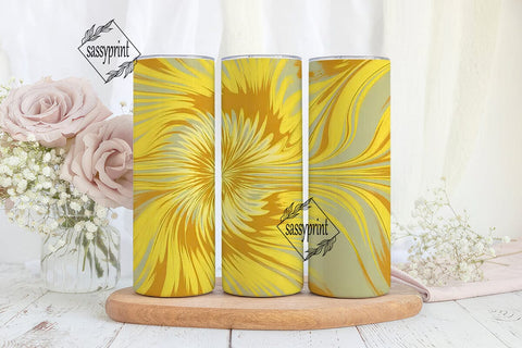 Yellow Tie Dye Swirl Tumbler Wrap PNG Sublimation sassyprint 