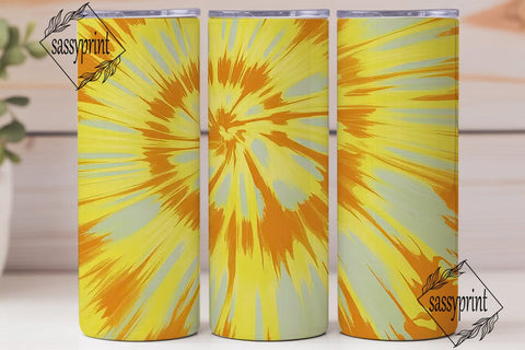 Yellow Tie Dye Swirl Tumbler Wrap PNG Sublimation sassyprint 