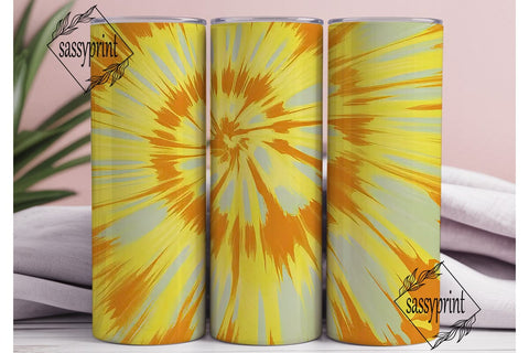 Yellow Tie Dye Swirl Tumbler Wrap PNG Sublimation sassyprint 