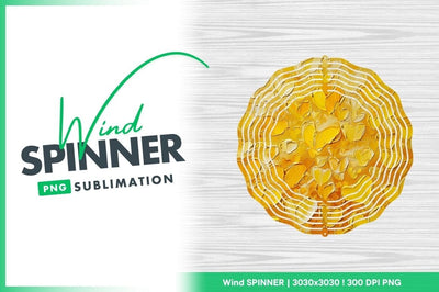 Yellow Wind Spinner Round Png Design with White Wood Grain Background Sublimation Regulrcrative 