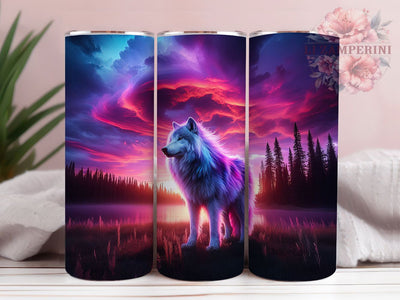 Yellowstone Wildlife Wolf Tumbler, Wildlife Art, Nature Theme, Elegant Design, Scenic Pattern, 20Oz Tumbler, Sublimation Wrap Sublimation Li Zamperini 