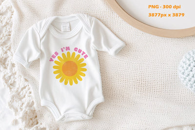 Yes I'm Cute - Kids Summer Flower Png Sublimation Karma Genie Graphics 