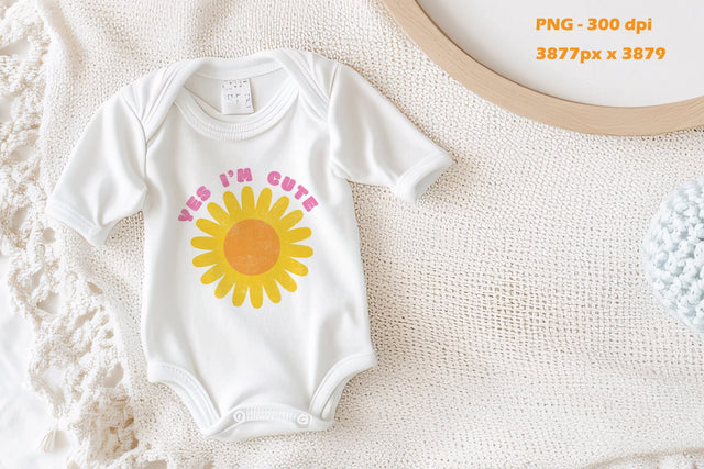 Yes I'm Cute - Kids Summer Flower Png Sublimation Karma Genie Graphics 