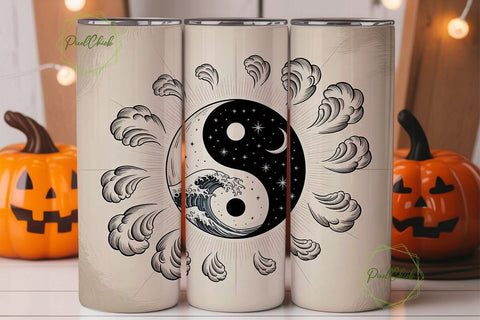 Yin Yang Celestial Tumbler Wrap Sublimation PixelChick 