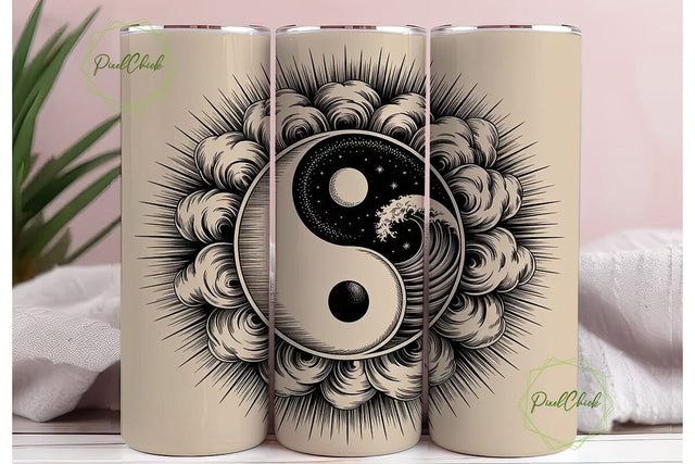 Yin Yang Celestial Tumbler Wrap Sublimation PixelChick 