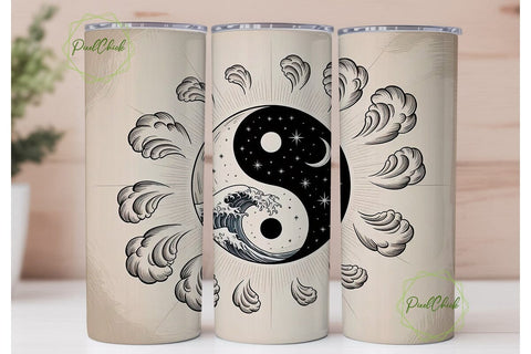 Yin Yang Celestial Tumbler Wrap Sublimation PixelChick 