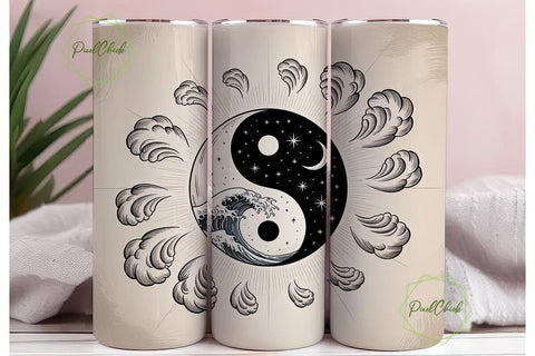 Yin Yang Celestial Tumbler Wrap Sublimation PixelChick 
