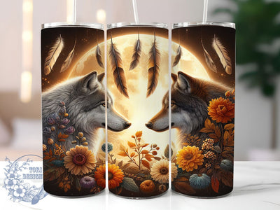 Yin Yang Moon Wolf Tumbler, Black Wolf Pattern, Dual Wolf Design, 20Oz Sublimation Wrap, Moon Wolf Art, Yin Yang Wolves Texture, Tumbler Sublimation Sublimation ToriDesigns 