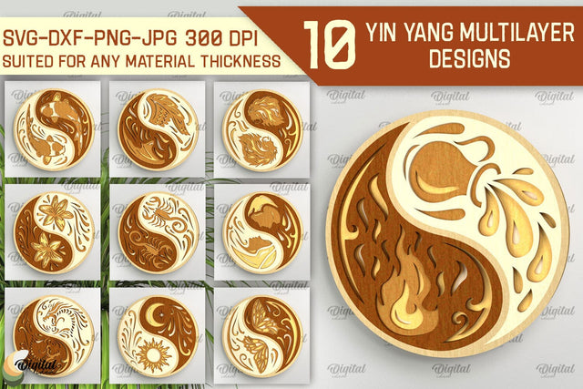 YIN YANG Multilayer Laser Cut Bundle. YIN YANG Home Decor SVG SVG Evgenyia Guschina 
