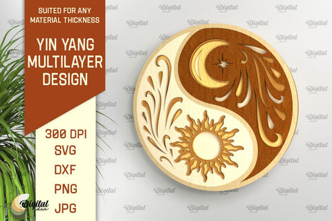 YIN YANG Multilayer Laser Cut Bundle. YIN YANG Home Decor SVG SVG Evgenyia Guschina 