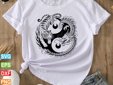 Yin Yang Tiger And Dragon Svg, Yin Yang Clipart SVG Creativeart88 