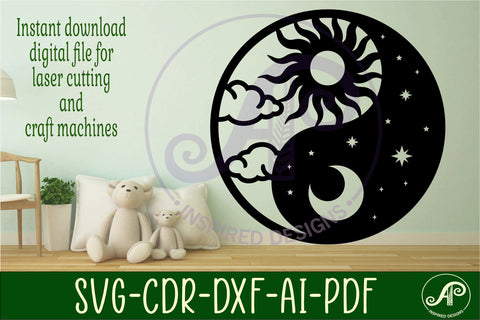 Yin yang wall sign svg laser cut file SVG APInspireddesigns 