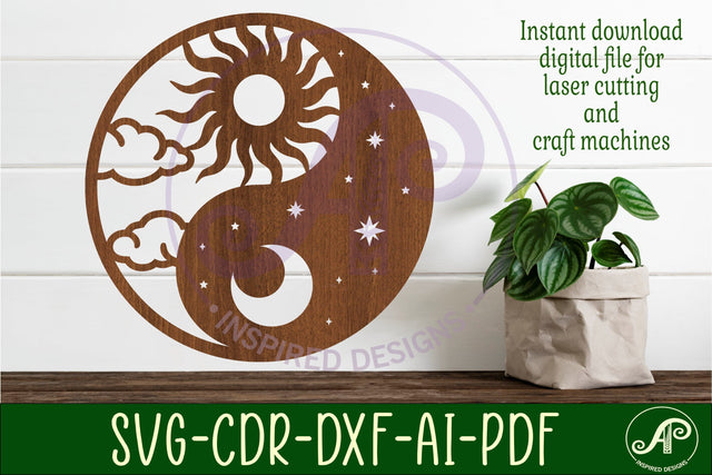 Yin yang wall sign svg laser cut file SVG APInspireddesigns 