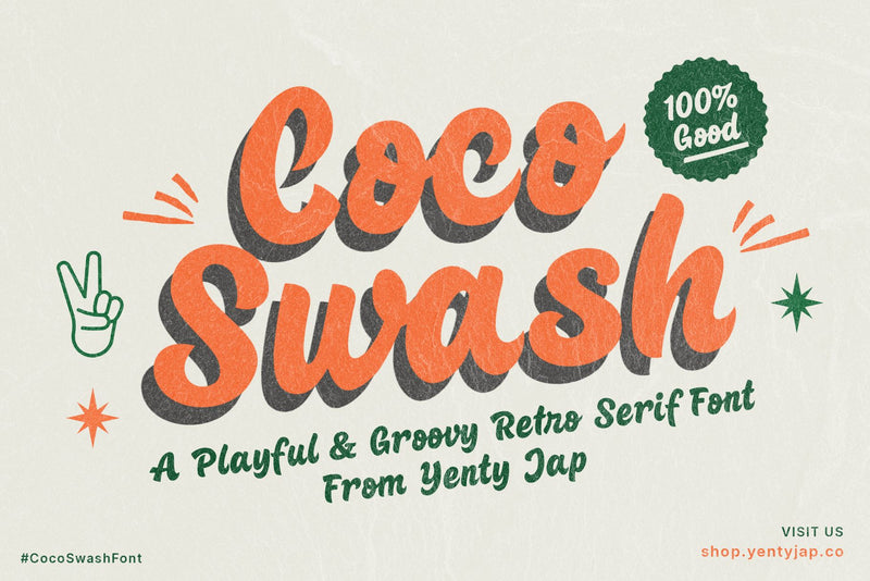 YJ Coco Swash: A Playful & Groovy Retro Serif Font Font Yenty Jap Creative 
