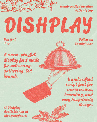 YJ Dishplay – Warm, Playful Display Font for Branding & Menus Font Yenty Jap Creative 