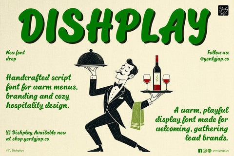 YJ Dishplay – Warm, Playful Display Font for Branding & Menus Font Yenty Jap Creative 