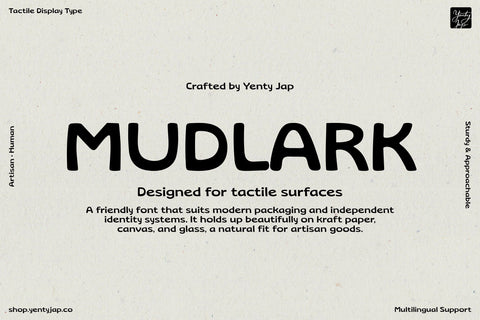 YJ Mudlark | Playful Rounded Display Font for Branding & Packaging Font Yenty Jap Creative 