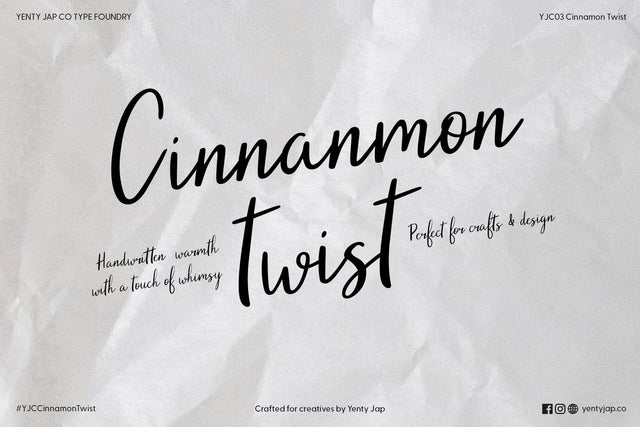 YJC Cinnamon Twist Font - Handwritten Script Font for Weddings, Stationery Font Yenty Jap Creative 