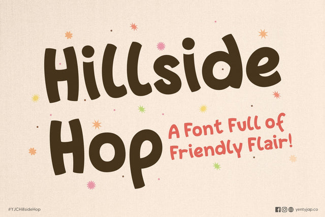 YJC Hillside Hop - A Fun & Bouncy Handwritten Font Font Yenty Jap Creative 