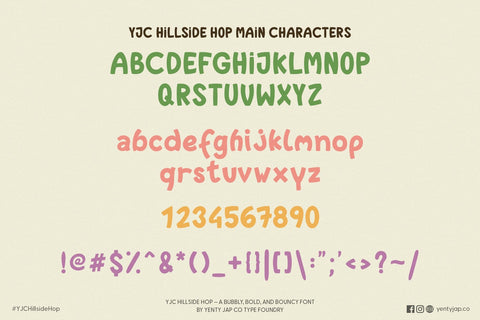 YJC Hillside Hop - A Fun & Bouncy Handwritten Font Font Yenty Jap Creative 
