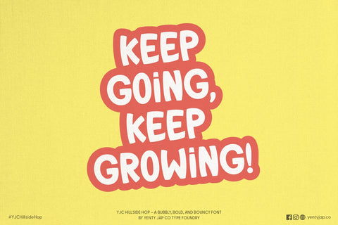YJC Hillside Hop - A Fun & Bouncy Handwritten Font Font Yenty Jap Creative 